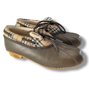 Tamarack Brown and Plaid Waterproof Rubber Duck Shoes